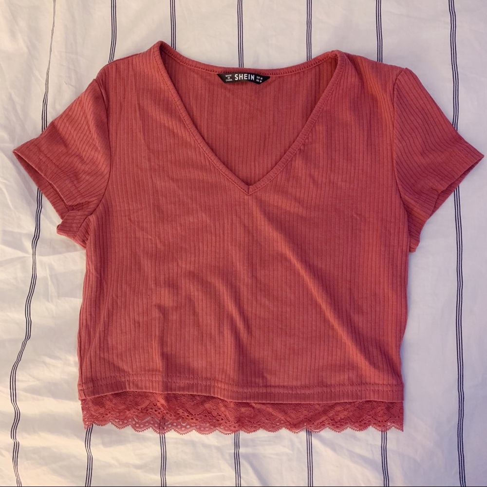 ribbed v-neck tee